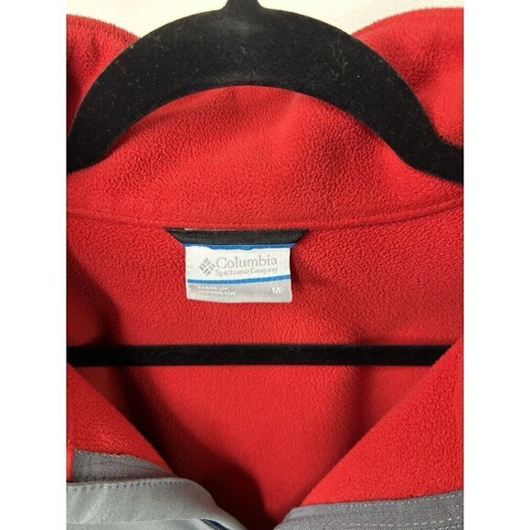 Columbia Men Nordic Trekker Fleece Jacket Wind Proof Red Gray Size Medium - Picture 11 of 11